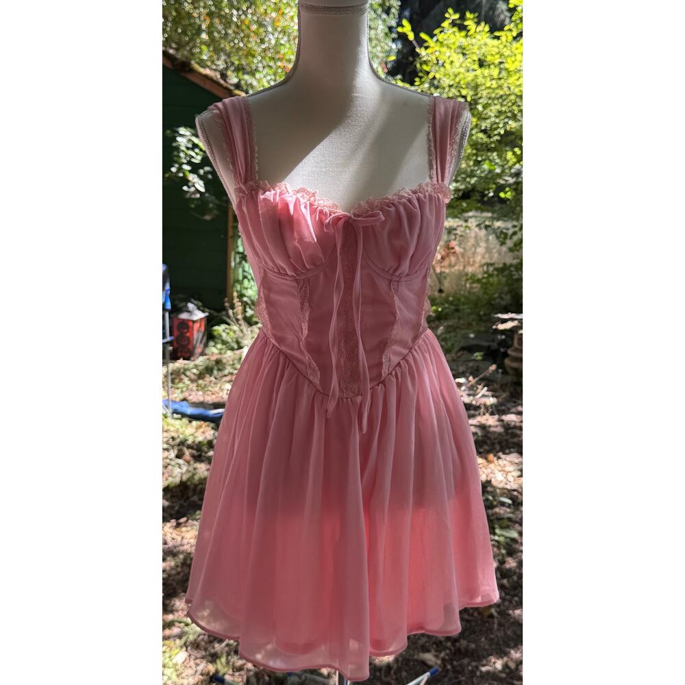 Windsor Pale Petal Pink Romantic Rouched Ballerina Top Dress Flouncy Cap Sleeve